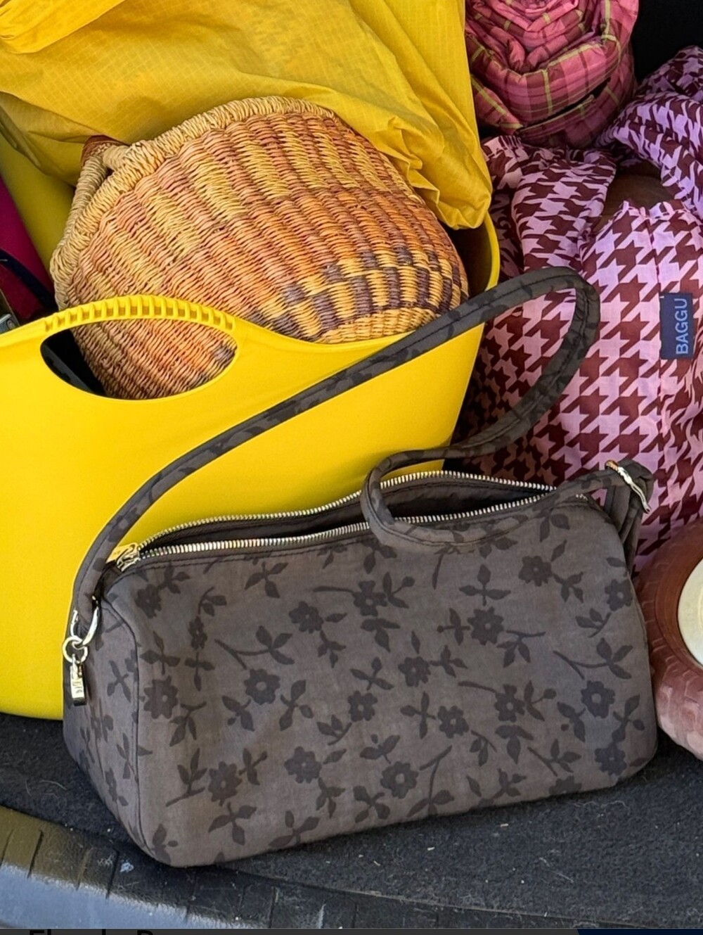 Baggu Charcoal Ditsy Floral Loaf Shoulder Bag